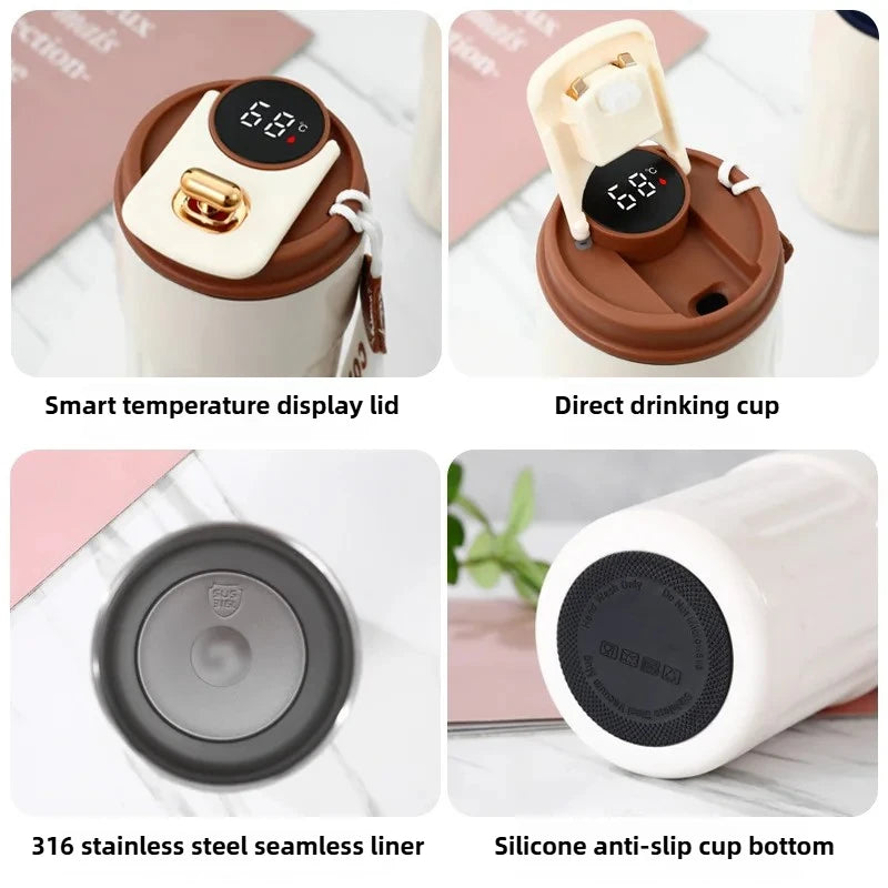 Smart Temp Display Stainless Steel Tumbler Thermal Mug Vacuum Insulated Coffee Cup Travel Thermos Cups Hot Water Bottle for Tea