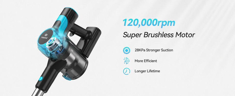TASVAC 28KPa Cordless Vacuum Cleaner Powerful Suction 6-in-1 Lightweight Handheld Stick Vacuum 40min Runtime for Carpet Pet Hair