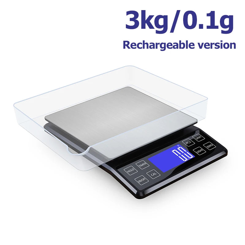 Digital Kitchen Scale 0.1g High Precision 3kg/5kg/10kg Home Waterproof Stainless Steel Electronic Balance Food Weighing Scale