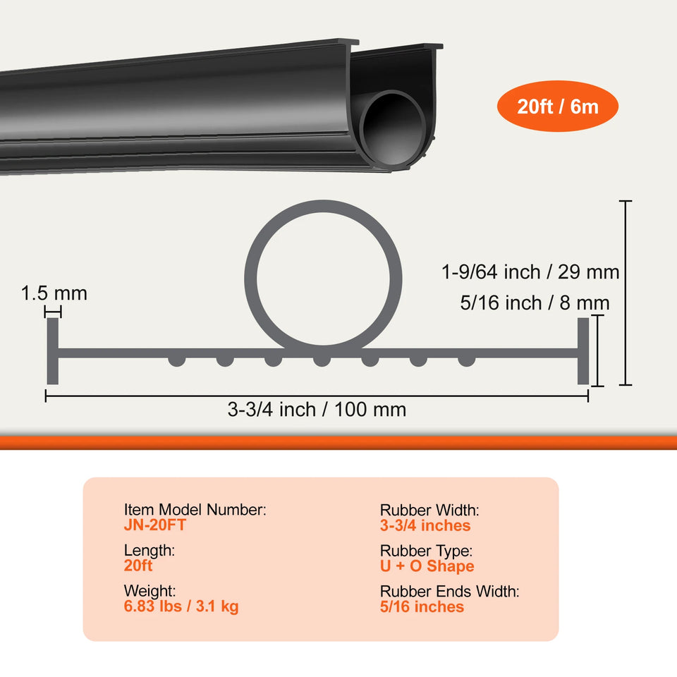 SucceBuy 3m 4.8m 6m Garage Door Seals Bottom Rubber U Shape +O Ring Garage Door Weather Stripping Universal Weatherproof Rubber