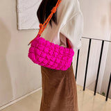 Stylish Women Quilted Cloud Bag with Braided Rope Strap Soft Shoulder Bag Perfect for Daily Use and Casual Outings