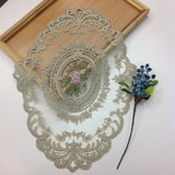 New Oval Lace Embroidery Table Place Mat Ins Christmas Pads Cloth Placemat Cup Coffee Tea Coaster Doily Kitchen Table Decoration