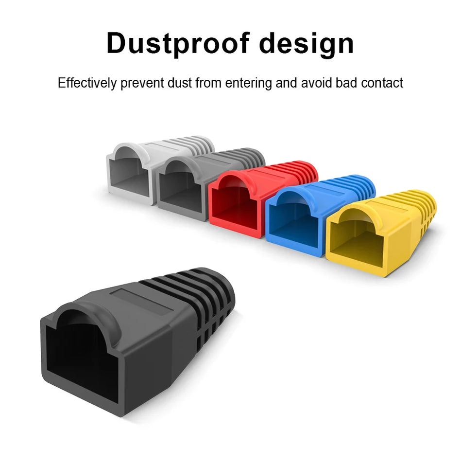 RJ45 Connector CAT6 CAT5e Connector Protective Cover Adapter Cap Ethernet Network Cable Plugs RJ45 Cat5/6 10 colour Sleeve