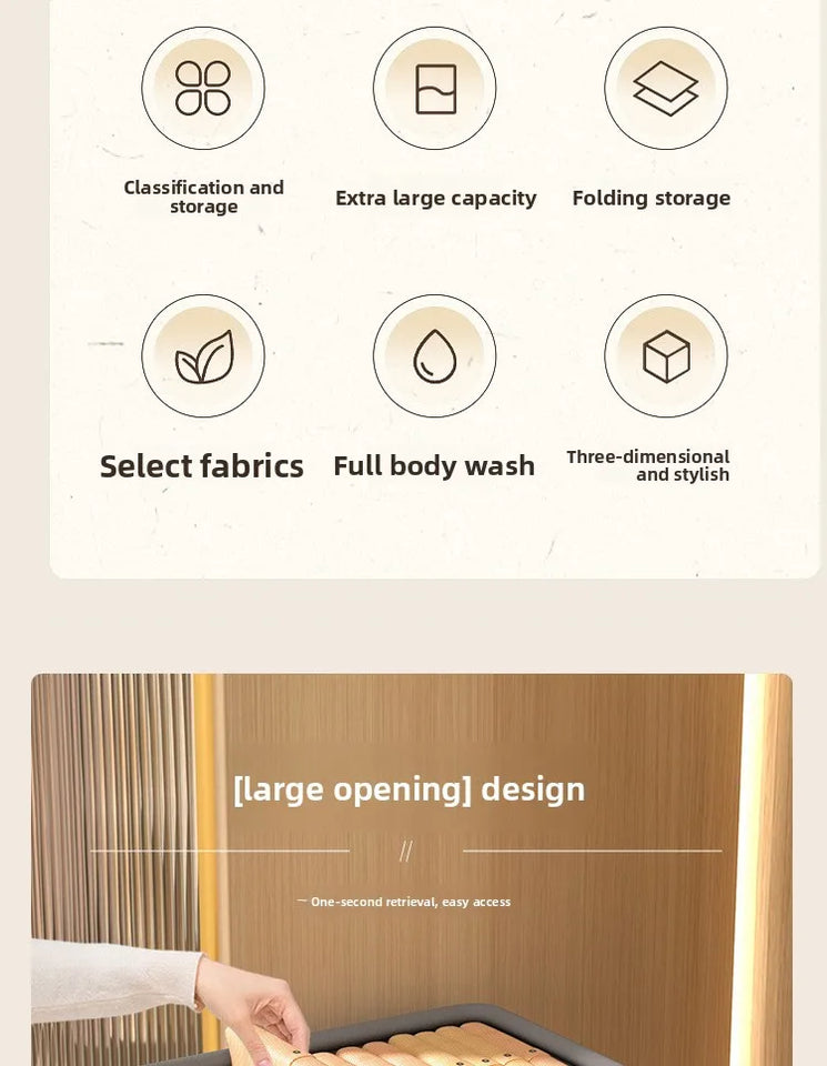 Clothes Storage Box Household Large-capacity Wardrobe Snacks Toys Layered Finishing Artifact Folding Storage Box Basket with Lid