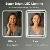 20x28 inch LED Bathroom Mirror Vanity Mirrors with Backlit Lights Fogless Makeup Mirror Wall Mounted with Demister