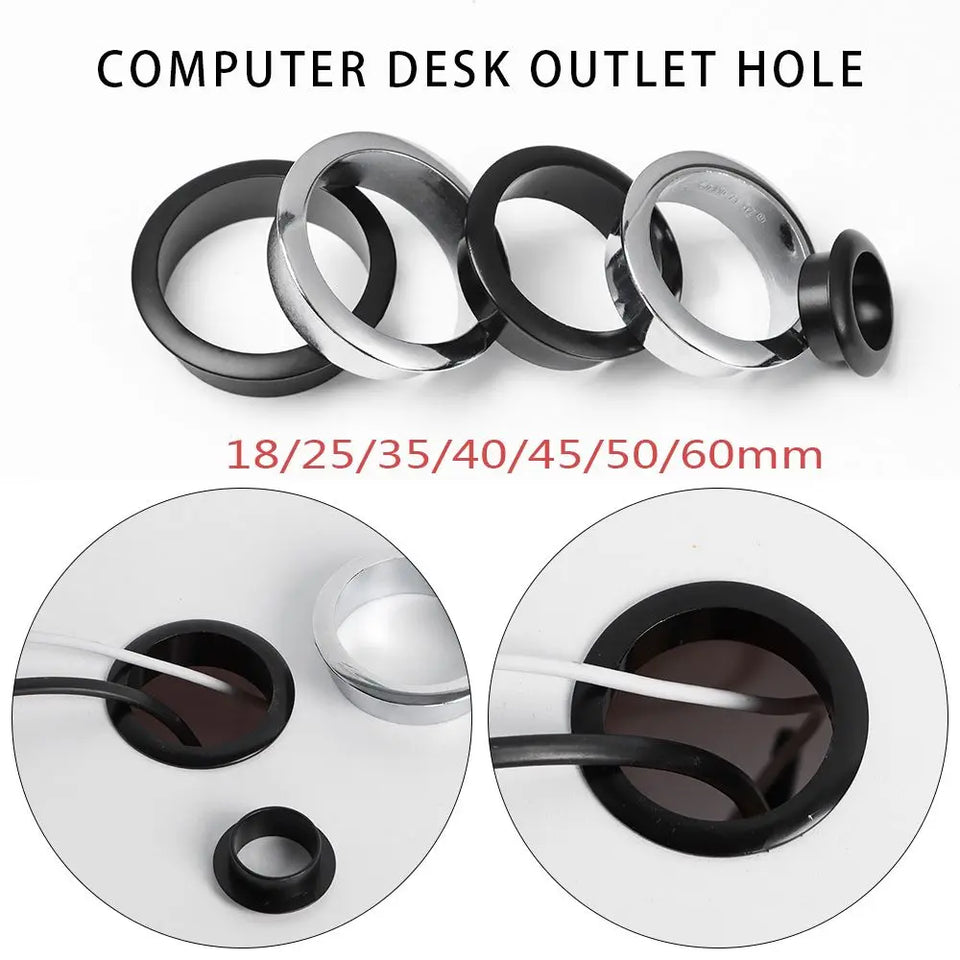 Computer Desk Cable Grommets Wire Hole Cover Cabinet Vent Decorative Ring Cable Outlet Port Furniture Hardware Desk Organizer