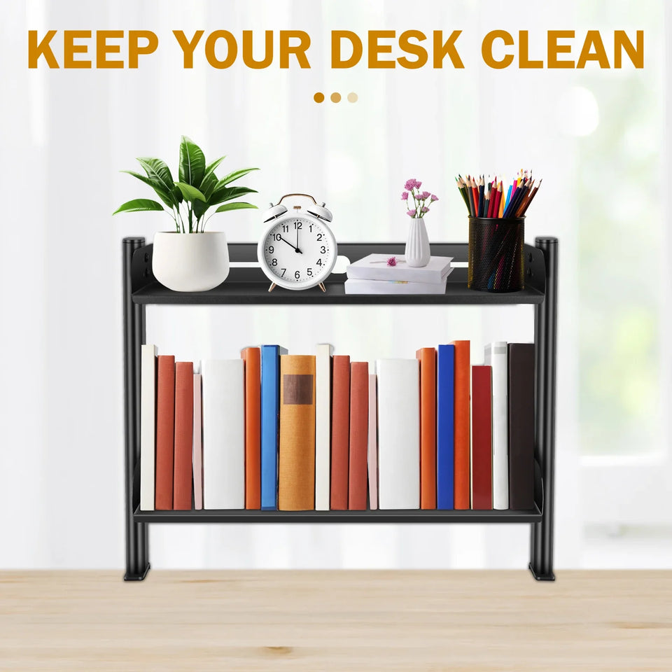2 Tiers Stainlees Steel Storage rack Clamp-on Desktop Shelf for home storage holder office booksheelf sundries  Organizer