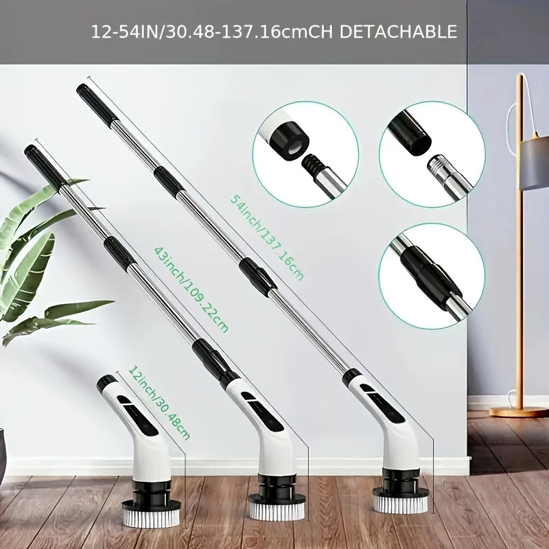 Electric Spin Scrubber 9-in-1 Cordless Rechargeable with 9 Brush Heads, Multipurpose Cleaner for Bathroom Kitchen Floor