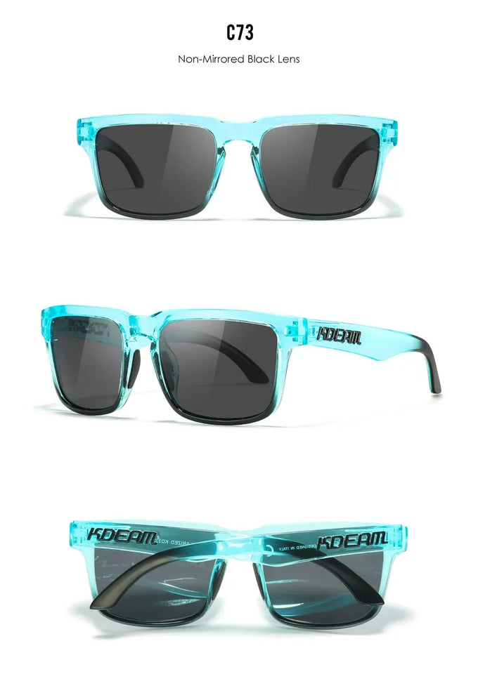 KDEAM New Arrivals Fashion Square Polarized Sunglasses For Men And Women Fishing Sun Glasses Colorful Lens With Hard Case