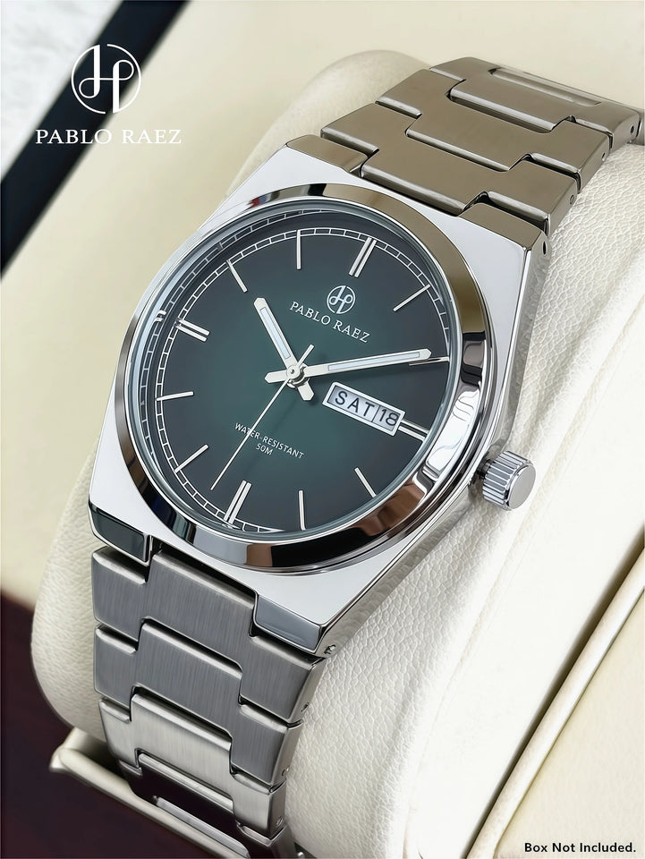 PABLO RAEZ Luxury Quartz Man Wristwatch Men Watches Waterproof Luminous Date Week Stainless Steel Men's Watch Male Reloj+box