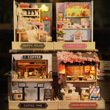 Coffee Shop Wooden Mini Doll House DIY Small House Kit Making And Assembling Room Models Toys For Kid Birthday Gifts Dollhouse