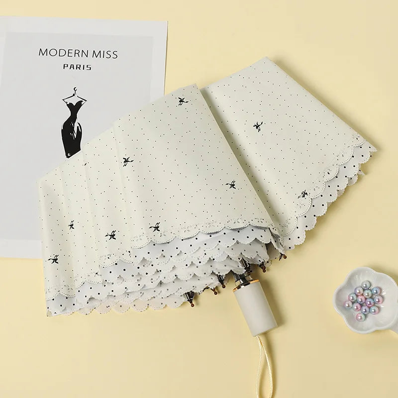 Women's Umbrella Lace Fashion Folding Umbrella Sunshade Umbrella Wind and Rain Resistance Travel Foldable Portable Student Gift