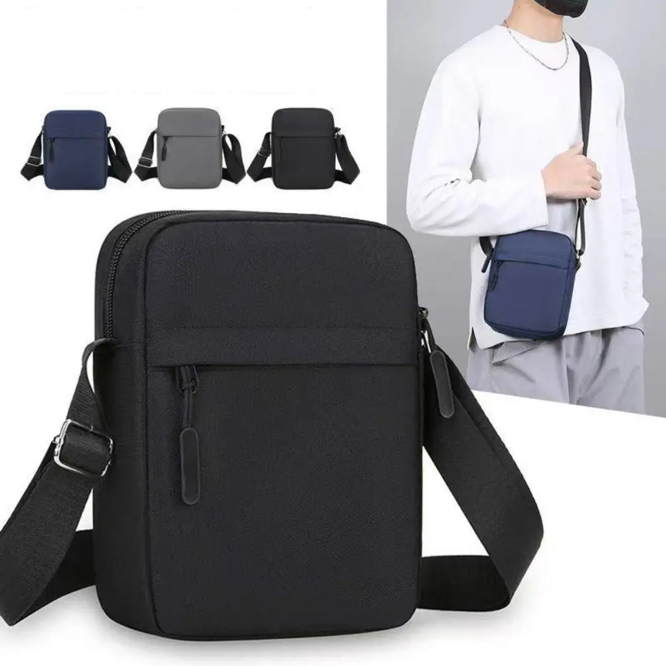 New Nylon Polyester Crossbody Bags Black Grey Blue Minimalists Tote Bag Long Shoulder Strap Travel Storage Bag For Men Women