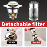 Press-Type Sink Drain Plug - Leakproof Stainless Steel | Fits Kitchen & Bathroom Sinks | Easy Install Anti-Clog Drain