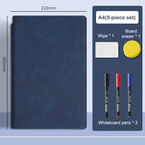 1Pc Reusable Erasable Whiteboard Notebook Leather Portable Drafting Notebook Writing Board Desktop Memo Pad