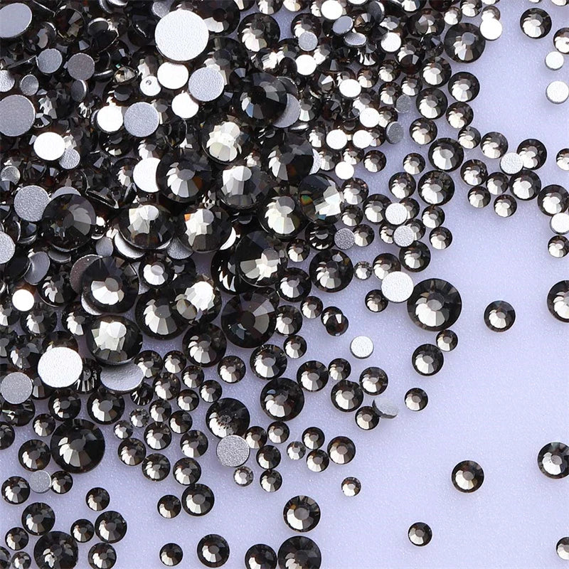 1440Pcs Mix Size Glass Flatback Rhinestone Glitter Crystal AB Round Diamond Non Hotfix Glue On Stone for DIY Nail Art Decoration