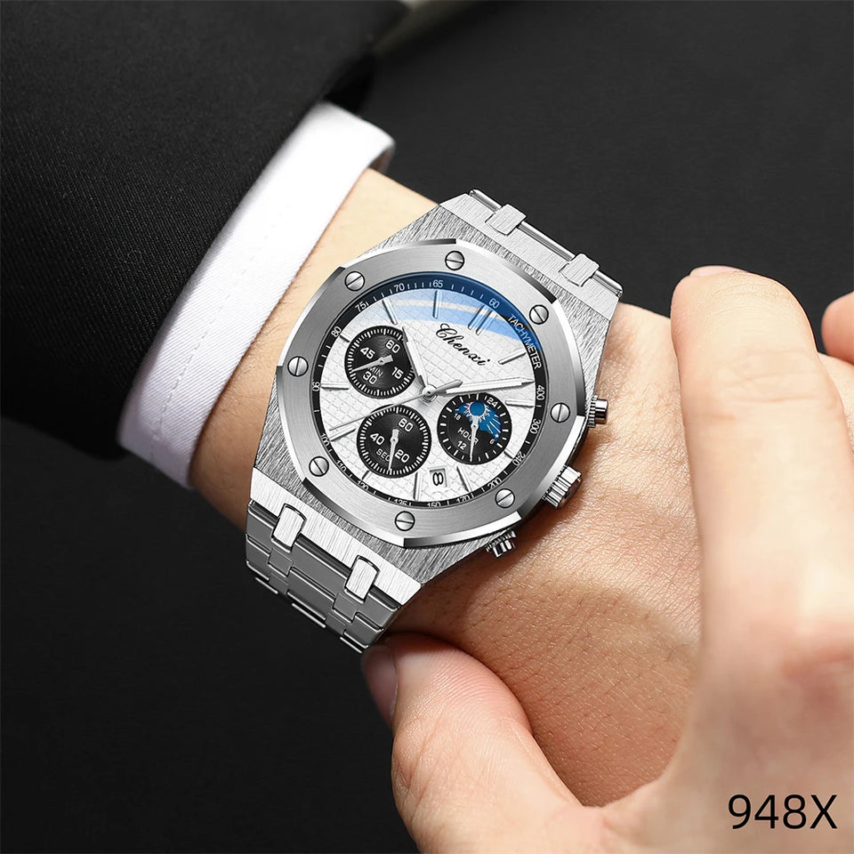 CHENXI Business Quartz Man Wristwatch Multi-function Luminous Calendar Men's Watches Waterproof Chronograph Stop Watch