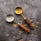 Gold Wooden Handle Stainless Steel Measuring Cups Spoons Baking Tools Coffee Measuring Spoon Set Bartending Scale Accessories
