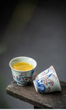 Kung Fu Tea Cup, Hand-painted,  Vintage Blue and White Tea Cup, Handmade Ceramic，High End Personal Tea Cup, Single Cup