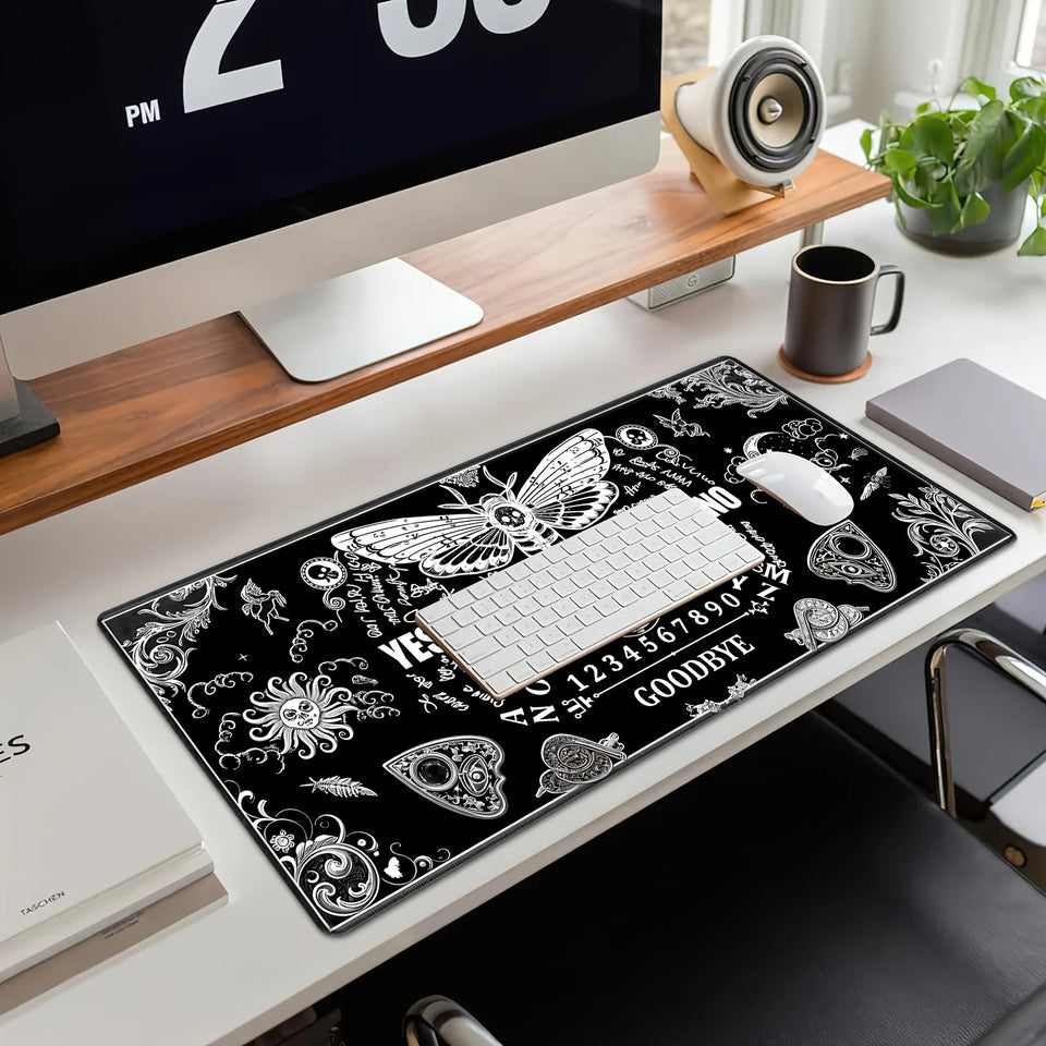 Large Mysterious Ghost Gothic Gaming Mouse Pad Black Anti Slip Rubber Desktop Accessories Mouse Mat Rug Desk Organizer Playmat