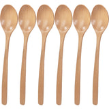 6 Piece Wooden Spoon Bamboo Kitchen Korean Style 9 '' Inch Natural Wood Soup Tableware Cooking Honey Coffee Spoon Mixing Spoon