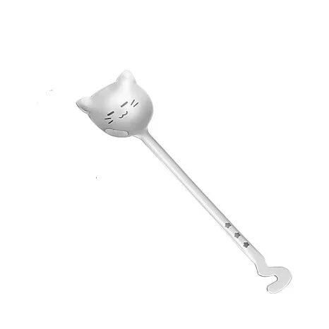 Funny Cat Spoons Cute Cartoon Meow Teaspoons for Coffee Dessert Cake Long Tail Spoon Birthday Gift Kitchen Tableware Accessories