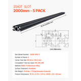 SucceBuy Linear Rail 4-5 PCS 1000mm/1200mm/1500mm/2000mm T Slot 2040 Aluminum Extrusion Profile for 3D Printer, CNC Machine DIY