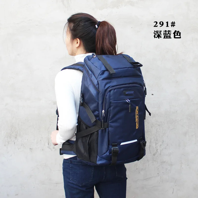 50L Waterproof Hiking Camping Travel Backpack Men Women Outdoor Large Capacity Mountain Climbing Bag Oxford Luggage Rucksack