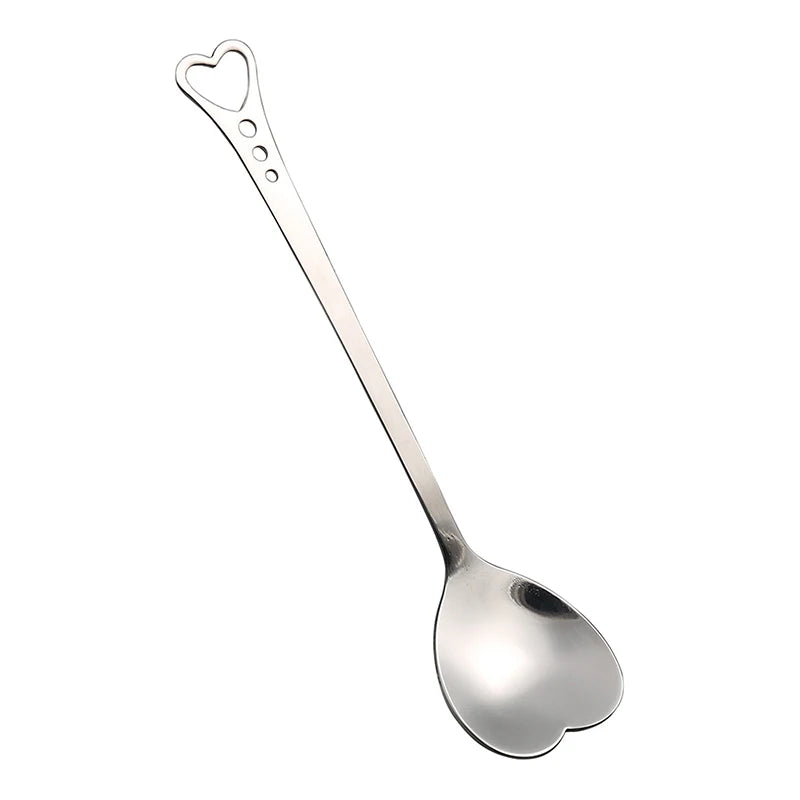 Coffee Spoons Creative Valentines Day Coffeeware Heart-Shaped Silver Kitchen Accessories Dinnerware Portable Stainless Steel