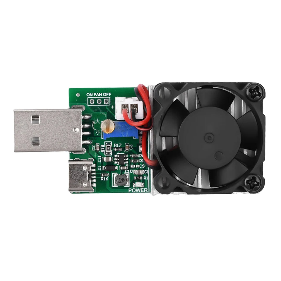 18W 22.5W Electronic Test Load Resistor USB Interface Battery Discharge Capacity Tester with Fan Adjustable Current Module Tool