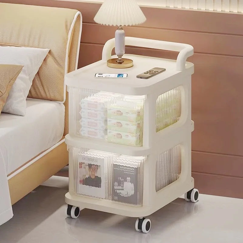 Acrylic Shopping Cart Shelf Stand Floor Standing Bathroom Gap Frame Home Living Room Snack Storage Rack Modern Minimalism