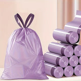 Purple Drawstring Trash Bags 100-Pack Thick Leak-Proof Disposable Garbage Bags for Kitchen Bathroom Home Trash Cans