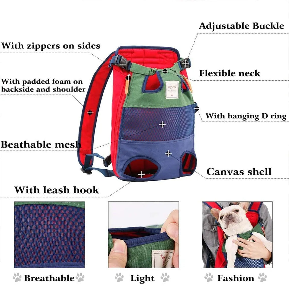 Pet Backpack Carrier for Cats and Dogs, Front Travel Bag, Carrying for Animals, Small and Medium Dogs, Bulldog, Puppy Mochila Pa