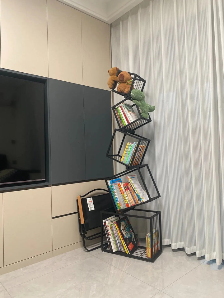 Modern Living Room Decor Iron Art Shelf Office Study Bookcase Multi-layer Storage Rack for Organizing Books And Decorations