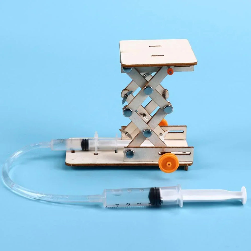 Kids Hydraulic Lift STEM Toy, DIY Physics Experiment Kit for Science Projects, Hands-On Educational Building Model for Ages 8-12