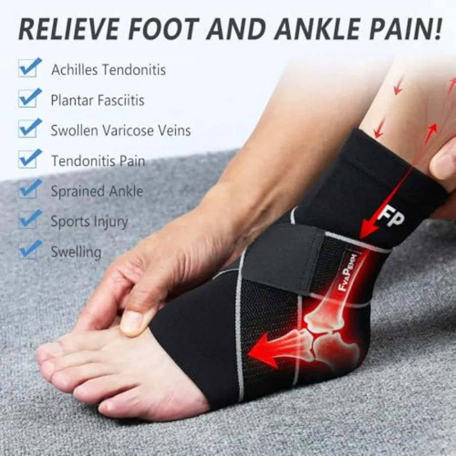 Ankle Support Brace for Women Men 1 Pair Achilles Tendonitis Brace for Plantar Fasciitis Relief Copper Infused Ankle Compressio