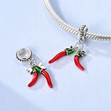 Red Series 925 Sterling Silver Koi Firecracker Dragon Heart Mushroom Coffee Machine Charm Fit DIY Bracelet Necklace Niche Gifts