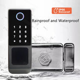 IP66 Waterproof Tuya Wifi Fingerprint Smart Door Lock Outdoor Gate TTLock Bluetooth Password Card Electronic Rim Lock For Home
