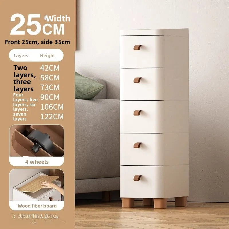 Narrow Space Storage Cabinet Drawer Style Kitchen Bathroom Multi-layer Organizer Shelf Wall Mounted Rectangular Plastic Storage