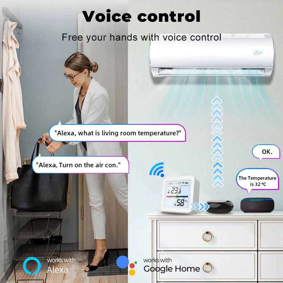 Tuya Zigbee 3.0 WiFi Temperature Humidity Sensor Smart Thermometer Hygrometer APP Remote Control Work with Yandex Alexa