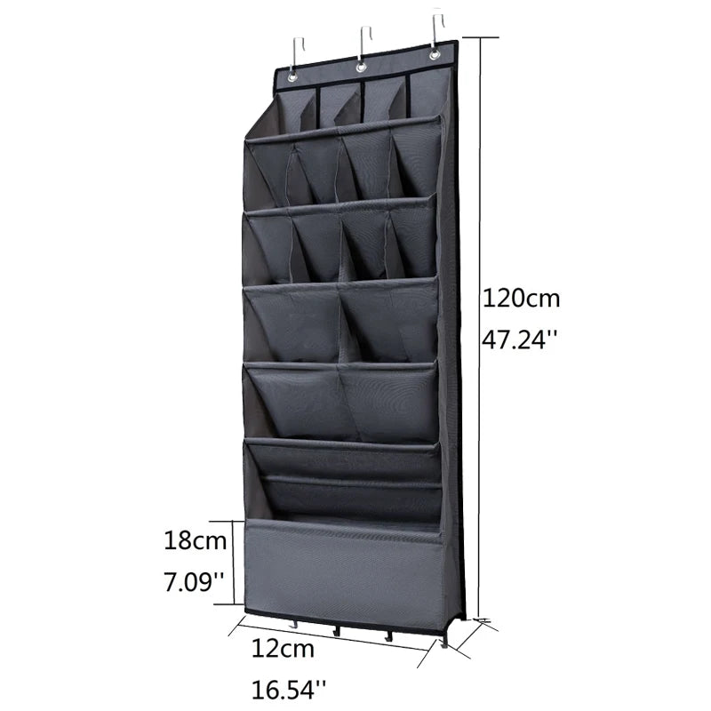 Multi-pockets Wall Storage Bag Large Over Door Hanging Shoe Organiser Behind Doors with 4 Metal Hooks Shoes Rack Storage Bags