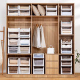 Stackable Wardrobe Drawer Cabinet Organizer Drawer Clothes Closet Storage Box Shelves Plastic Layered Partitions Storage Rack