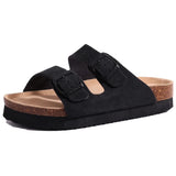 Gacimy Women Fashion Thick Sole Leather Clogs Slippers Classic Women's Mules Cork Clogs Slipper Outdoor Deep Heels Shoes Sandal