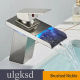 Black LED Bathroom Basin Faucet Temperature Induction Change Color Hot Cold Water Mixer Taps with Battery Box Deck Installation