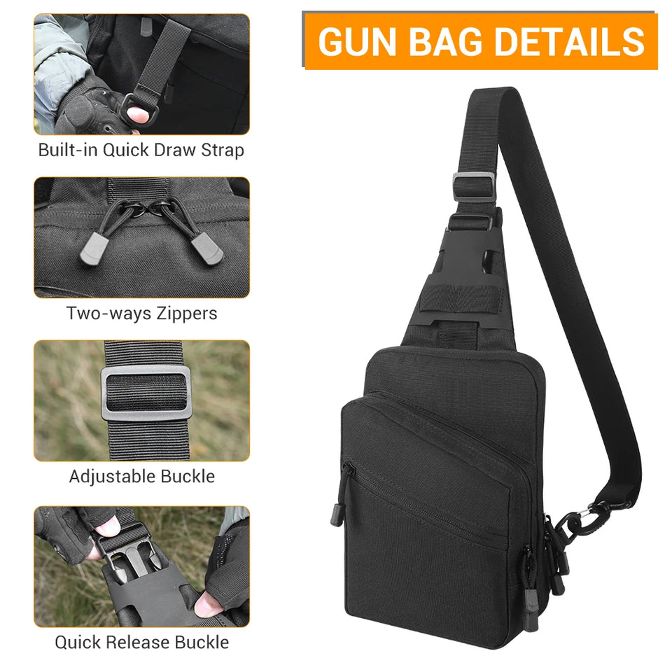 Concealed Carry Bag Tactical Crossbody Sling Backpack Shoulder Gun Holster Bag Chest Pack EDC Pouch Pistol Holster Bag Hunting
