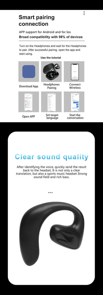 Intelligent M8 Language Translation Earplug 144 Language High-precision Wireless Bluetooth Bidirectional Translation Equipment
