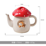 Creative Cute Mushroom Ceramic Coffee Cupcake Plate Kettle Tableware Home Cartoon Mushroom Tea Set Mug Plate Kitchen Utensils
