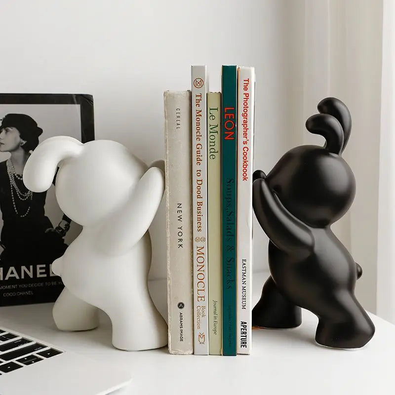 1 pair desk organizer Creative Rabbit Bookend Ceramic Ornament Desktop book holder Cute Gift simple nordic style book organizer