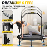 Rebounder Trampoline for Adults - 40" Foldable Mini Trampoline Fitness Rebounder with Adjustable U-Bar Handle, Max Load 350lbs,S