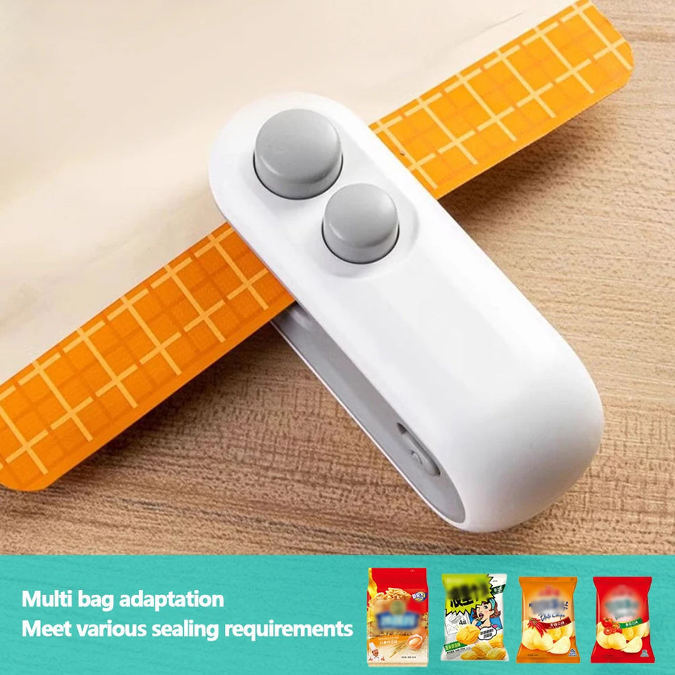 2 In 1 Sealer Cutter Mini Bag Sealer Handheld Heat Vacuum Sealer Portable Resealer Machine for Food Storage Snacks Freshness